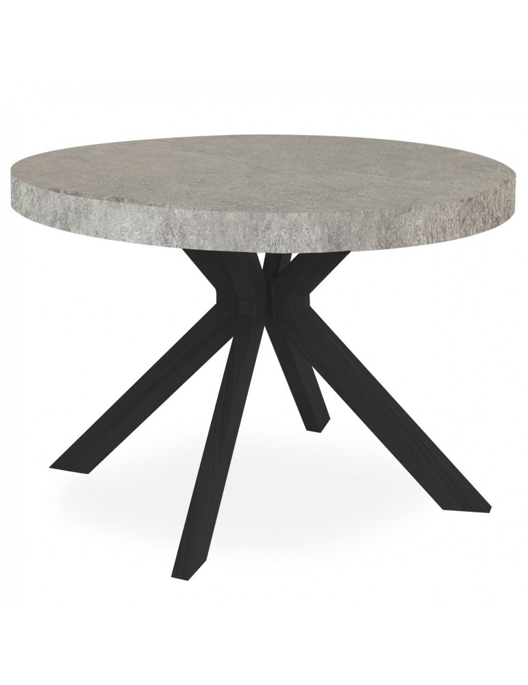 Table ronde extensible Myriade Noir et Effet Béton at8244bconcrete