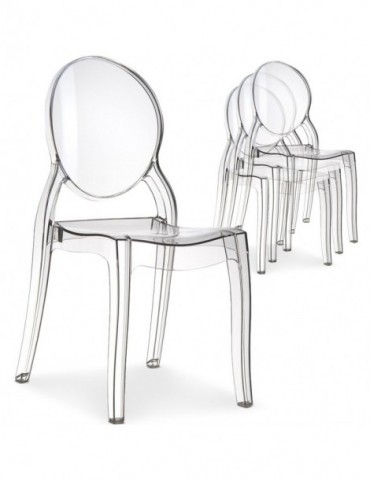 Lot de 4 chaises médaillon Diva Plexi Transparent zs9007lot4transp