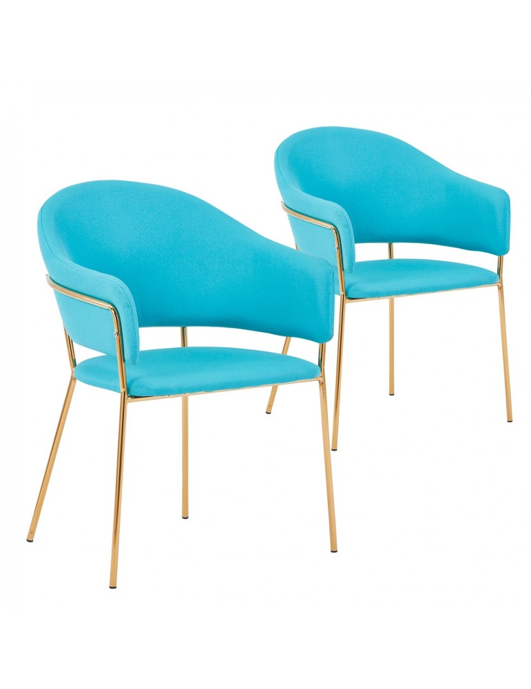 Lot de 2 chaises / fauteuils Ulrick Tissu Bleu c1022blue