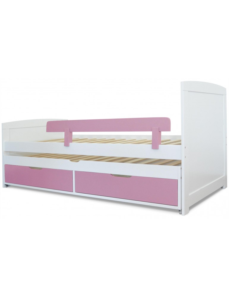 Lit gigogne enfant avec sommiers et tiroirs Patapon Blanc et Rose gc1623whitepink