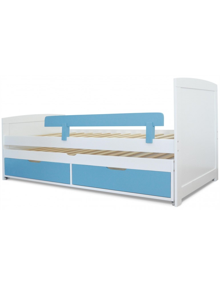 Lit gigogne enfant avec sommiers et tiroirs Patapon Blanc et Bleu gc1623whiteblue