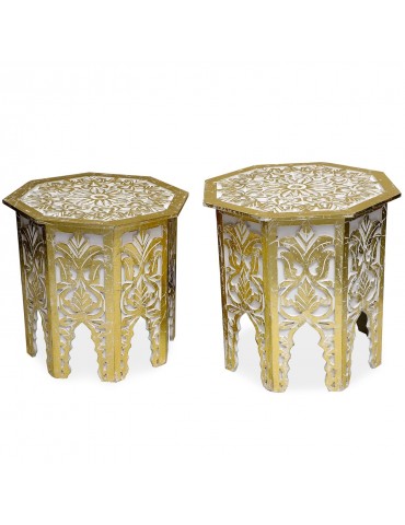 Lot de 2 tables d'appoint Babou Blanc et Or g38722whitegold