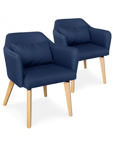 Lot de 2 chaises / fauteuils scandinaves Shaggy Tissu Bleu lsr19117lot2bluefabric