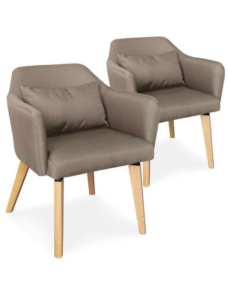 Lot de 2 chaises / fauteuils scandinaves Shaggy Tissu Taupe lsr19117lot2puttyfabric