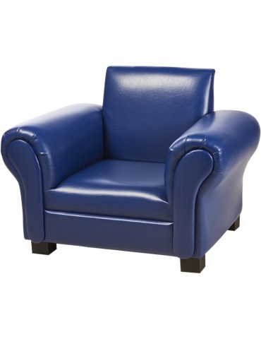 Fauteuil enfant confortable en simili cuir saul bleu 25113BU