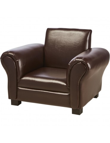 Fauteuil enfant confortable en simili cuir saul chocolat 25113CH