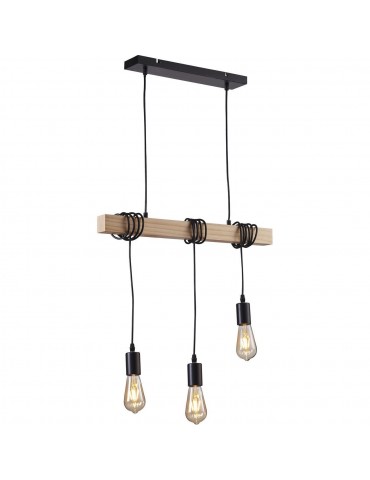 suspension industrielzane noir et bois 26413BS