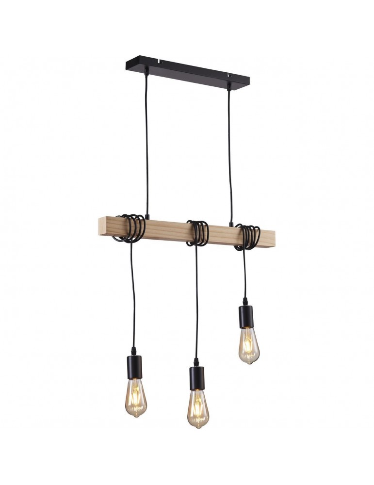 suspension industrielzane noir et bois 26413BS