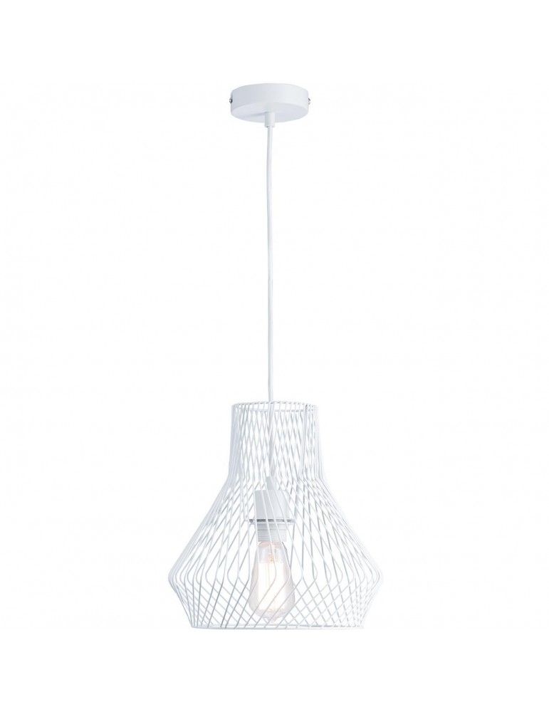 suspension moderne et design en metal facon cage cairn blanc 26625BL