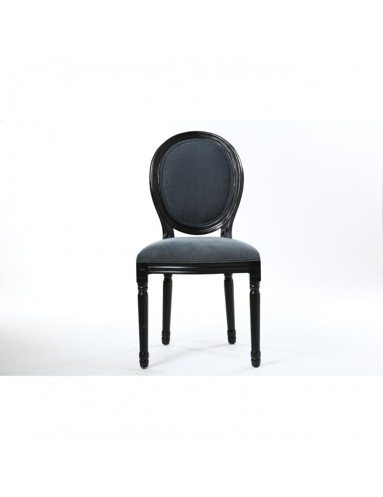 Lot de 2 chaises velours rory noir et gris 47770NG