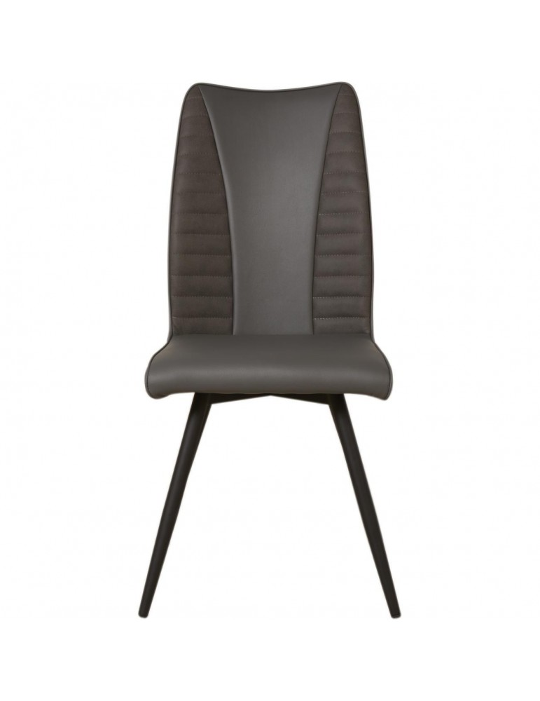 Lot de 2 chaises bi couleurs en cuir oria gris 50321GR