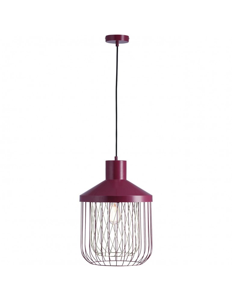 suspension moderne et design en metal facon cage fawn rouge 26621RO