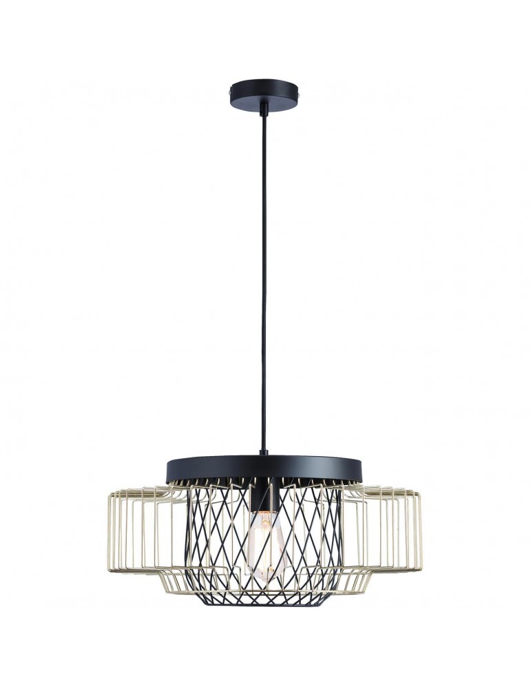 suspension moderne cage lyra noir et dore 26622ND