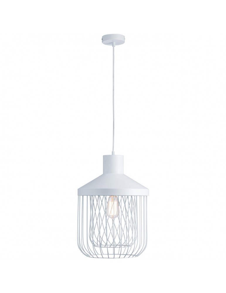 suspension moderne et design en metal facon cage fawn blanc 26621BL