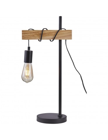 lampadaire industriel braga noir et bois 26411BS