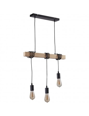 suspension industrielzane noir et bois 26413BS