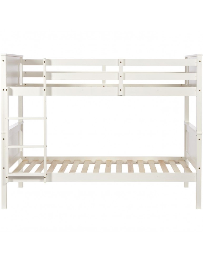 Lit mezanine en pin avec echelle skyline blanc 44151BL