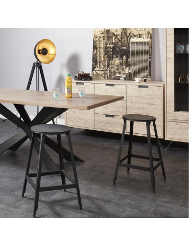 Lot 2 tabourets industriel swappi noir 42706NO