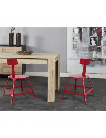 Lot 2 chaises industriel vetro rouge 42702RO