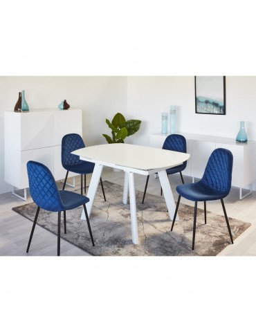 Lot de 4 chaises de sejour velours hoverton bleu 39540BU