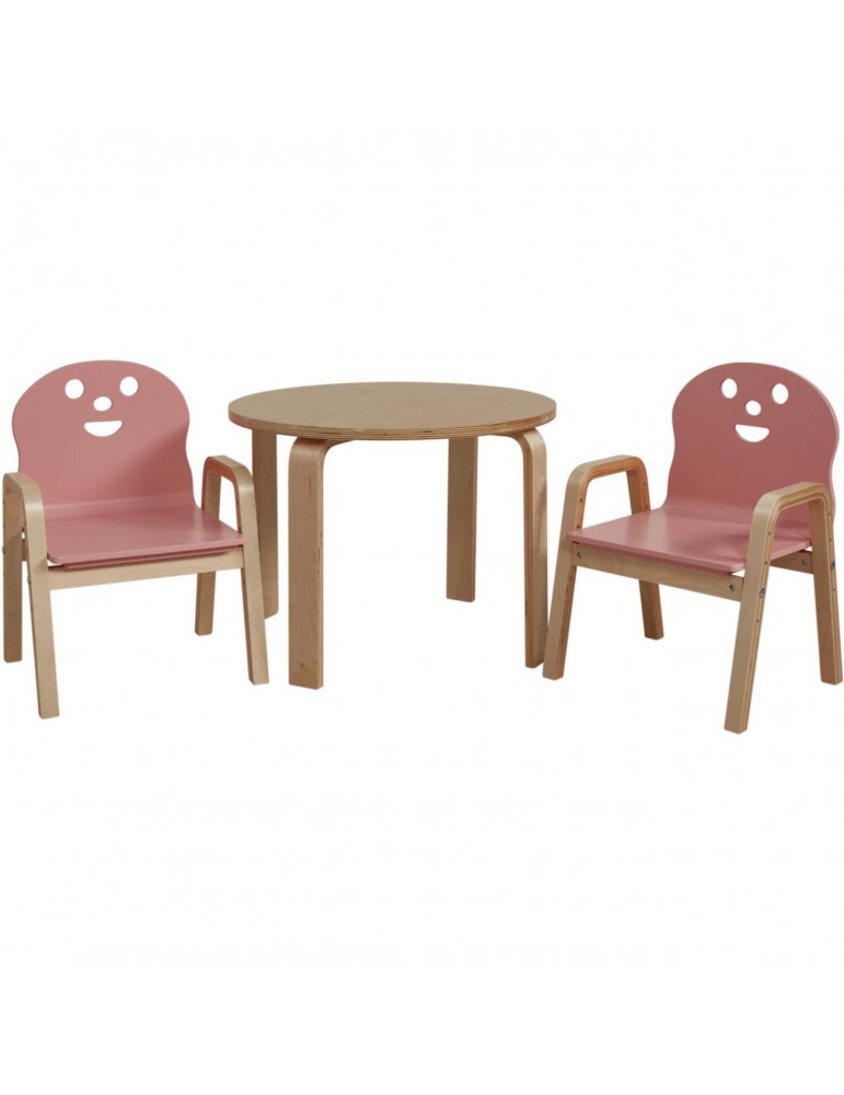 Set 2 chaises + table enfant lodi rose 41305RE