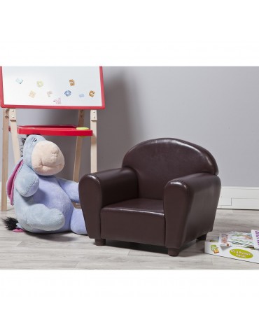 Fauteuil enfant confortable en simili cuir sveinn chocolat 25111CH