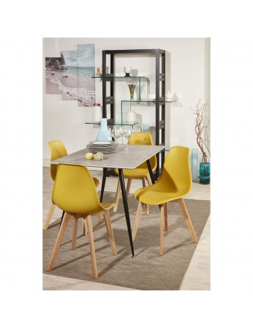 lot de 4 chaises scandinaves liana jaune moutarde 16150MT