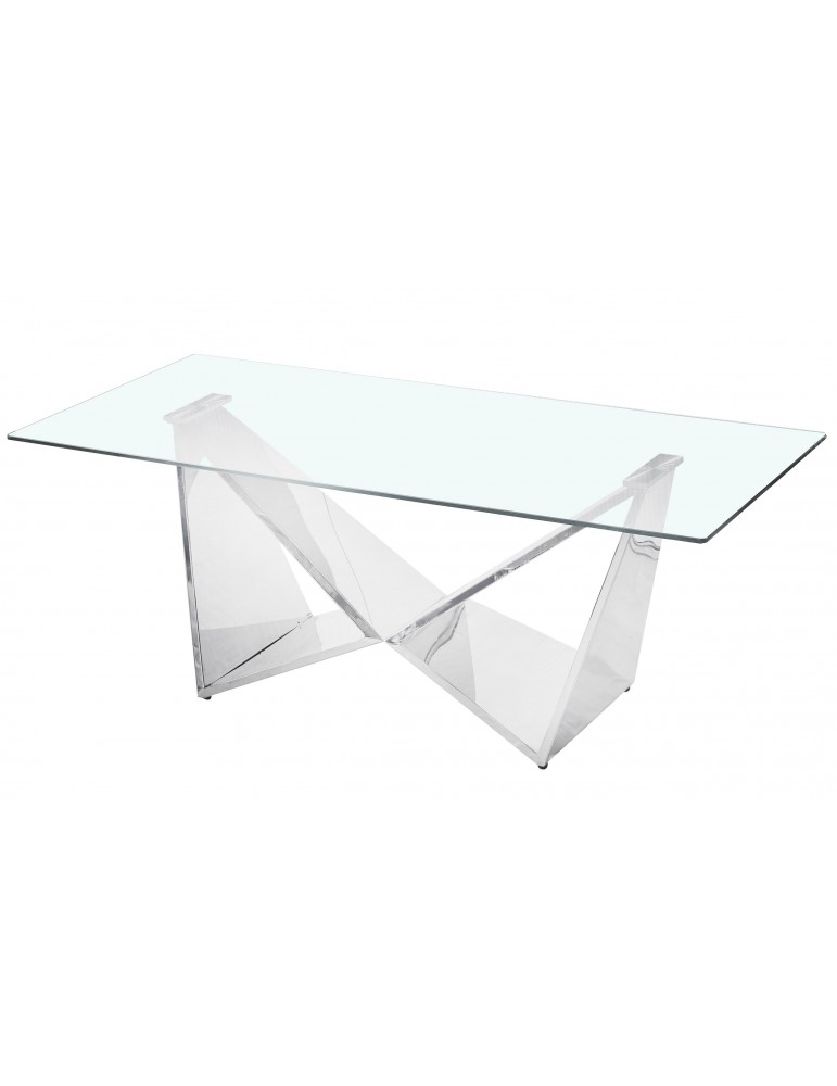 Table basse Mercury en Verre Transparent et Pieds Argent cs08silver