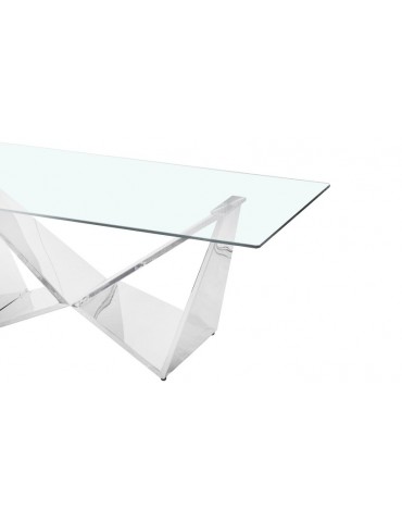 Table basse Mercury en Verre Transparent et Pieds Argent cs08silver