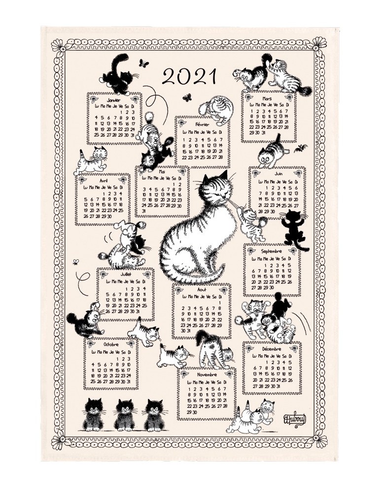 Torchon Dubout Calendrier Chatons 2021 Ecru 48 x 72 8612010000Winkler Torchon Dubout Calendrier Chatons 2021 Ecru 48 x 72 8612010000Winkler