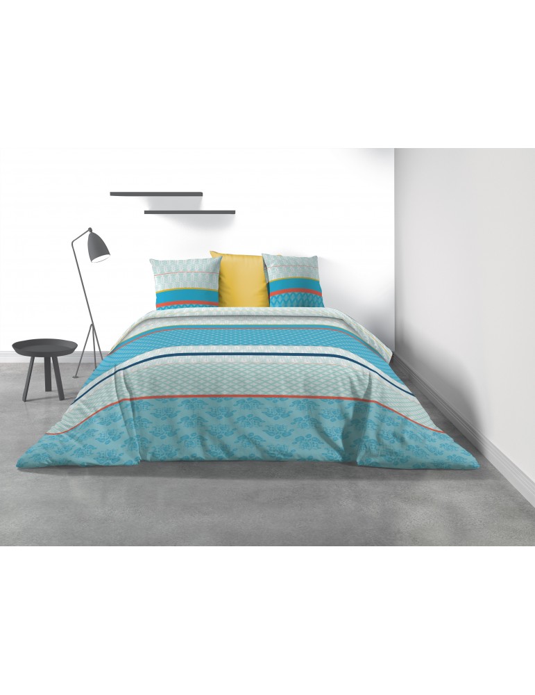 Parure de lit 2 personnes Eva Blue avec housse de couette et taies d'oreiller Imprimé 260 x 240 8032000503Les Ateliers du Linge Parure de lit 2 personnes Eva Blue avec housse de couette et taies d'oreiller Imprimé 260 x 240 8032000503Les Ateliers du Linge