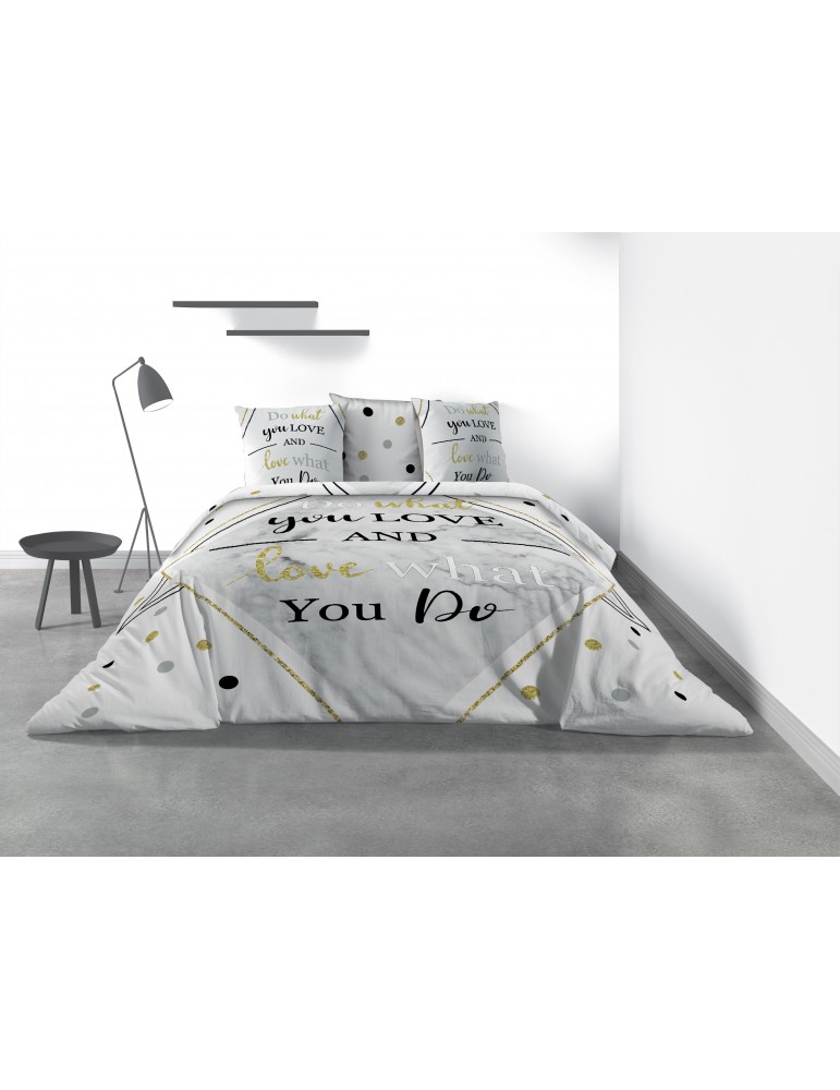 Parure de lit 2 personnes What avec housse de couette et taies d'oreiller Imprimé 260 x 240 7823000503Les Ateliers du Linge Parure de lit 2 personnes What avec housse de couette et taies d'oreiller Imprimé 260 x 240 7823000503Les Ateliers du Linge