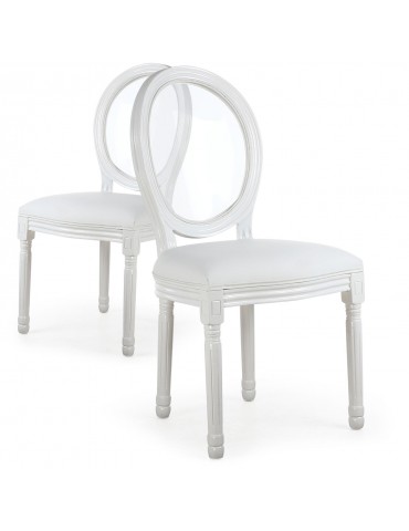 Lot de 2 chaises Louis XVI Glass Blanc 24501acrwhite