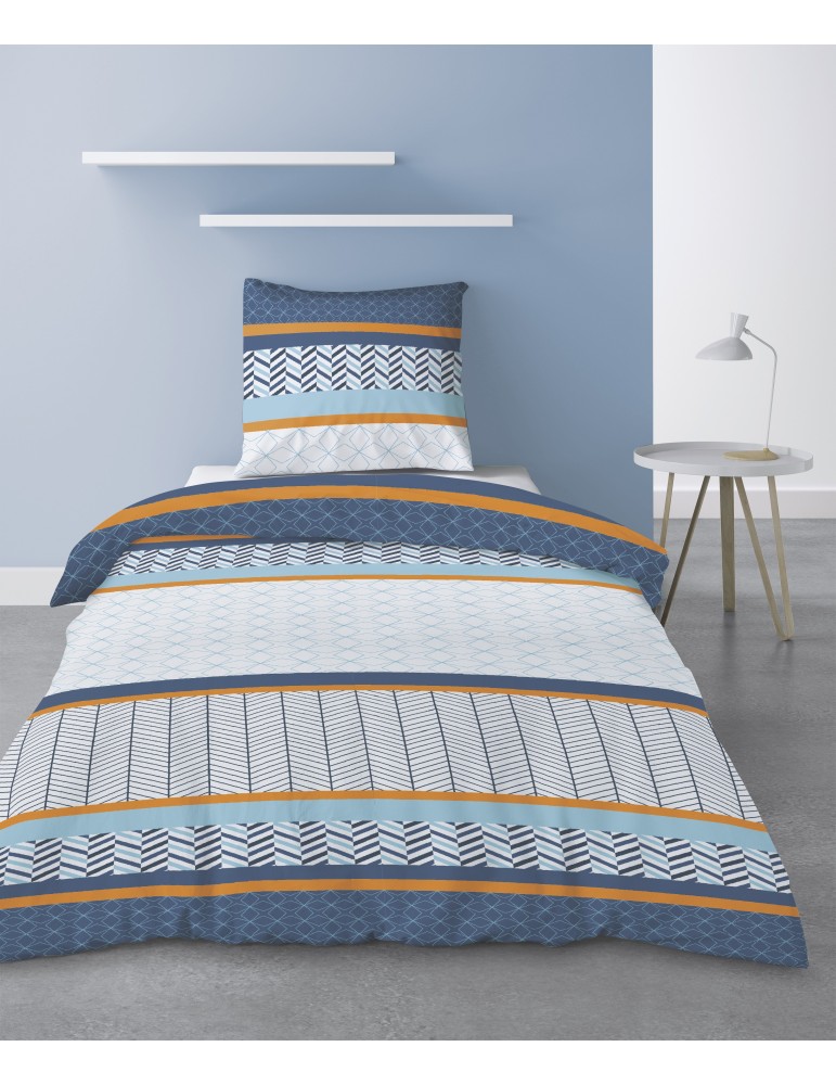 Parure de lit 1 personne Gospy avec housse de couette et taie d'oreiller Imprimé 140 x 200 3141000502Les Ateliers du Linge Parure de lit 1 personne Gospy avec housse de couette et taie d'oreiller Imprimé 140 x 200 3141000502Les Ateliers du Linge