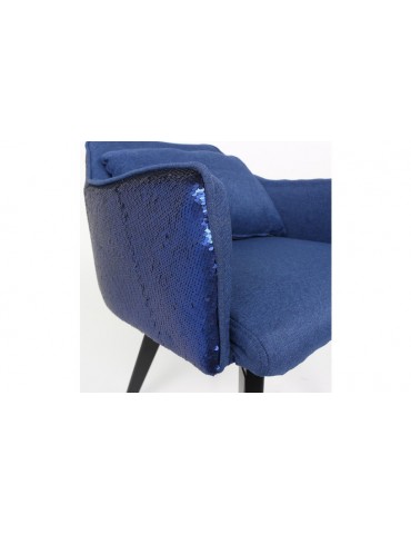 Chaise / Fauteuil Gybson Sequins Tissu Bleu et Sequins réversibles Bleu & Argent lf503040bleupailletteblue