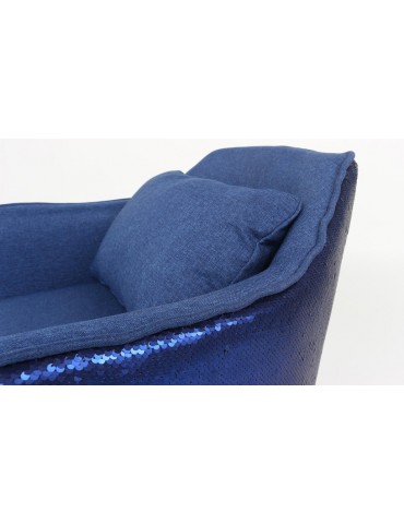 Chaise / Fauteuil Gybson Sequins Tissu Bleu et Sequins réversibles Bleu & Argent lf503040bleupailletteblue