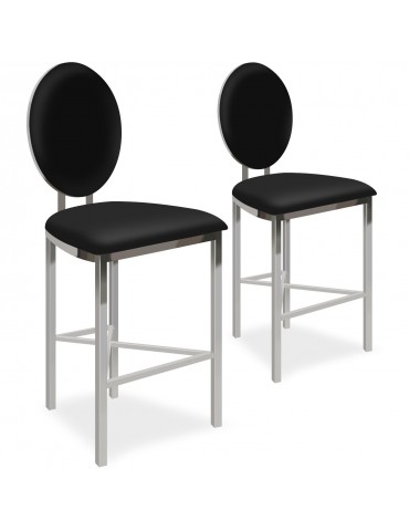 Lot de 2 chaises de bar médaillon Sofia Simili Noir bar2204blackpu