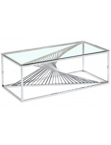 Table basse Britannia en Verre Transparent et Pieds Argent cs1561silver