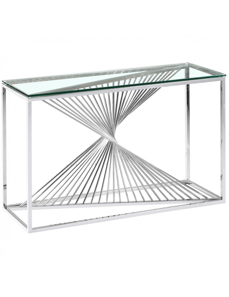 Console Britannia en Verre Transparent et Pieds Argent bs1561silver