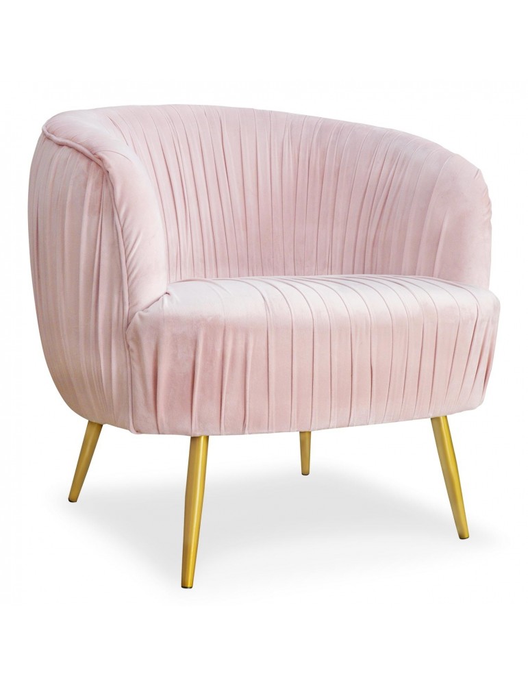 Fauteuil Dobras Velours Rose pieds Métal Or lsr19276pinkvelvet