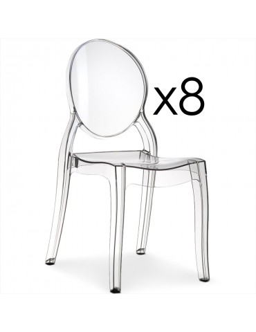 Lot de 8 chaises médaillon Diva Plexi Transparent zs9007lot8transparent