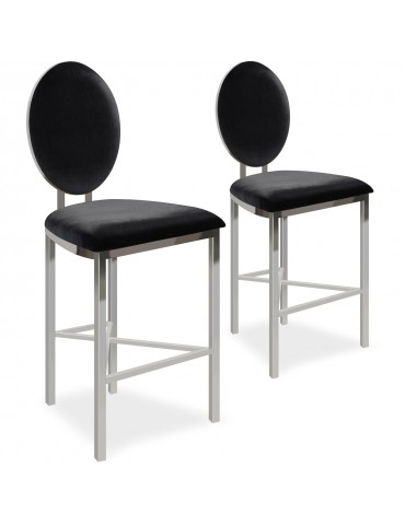 Lot de 2 chaises de bar médaillon Sofia Velours Noir bar2204blackvelvet