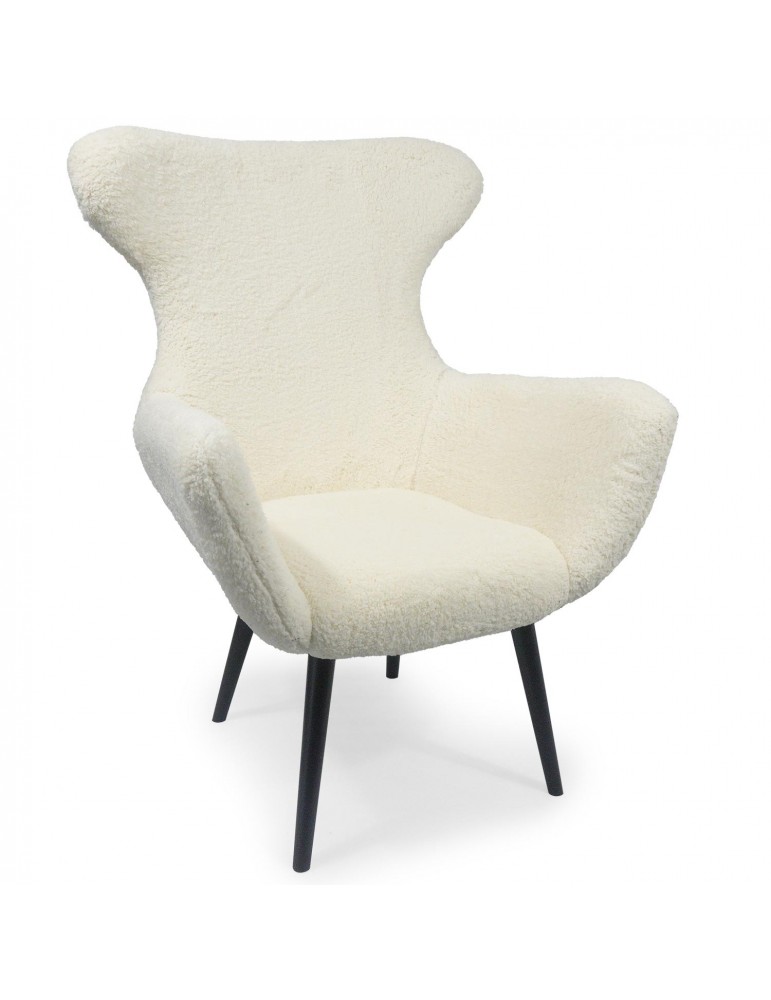 Fauteuil Geo Tissu Effet peau de mouton Crème lsr19279creamfabric