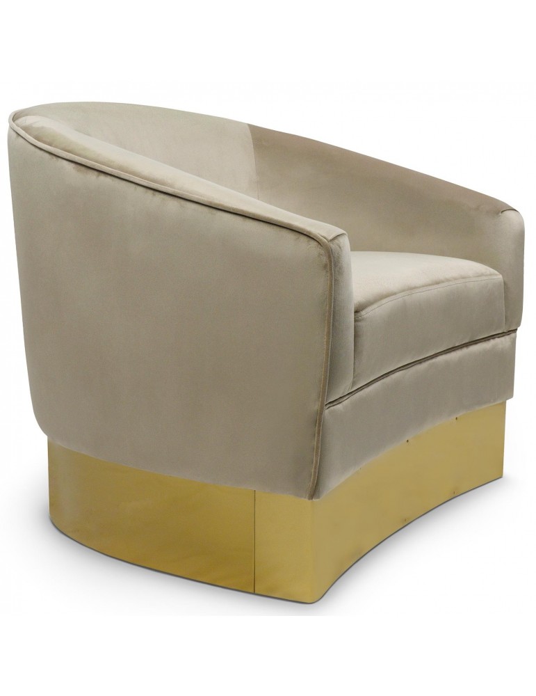 Fauteuil Curva Velours Taupe Pieds Or lsr190471puttyvelvet