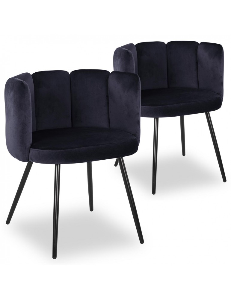 Lot de 2 chaises Amela Velours Noir c1142blackvelvethlr66