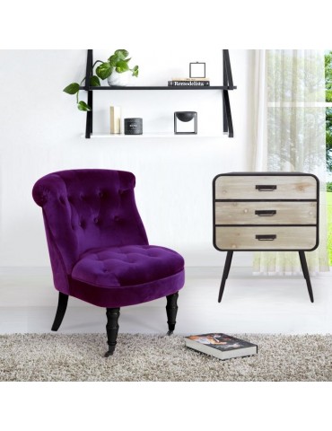 Fauteuil crapaud Prince Velours Violet qh8810violet32