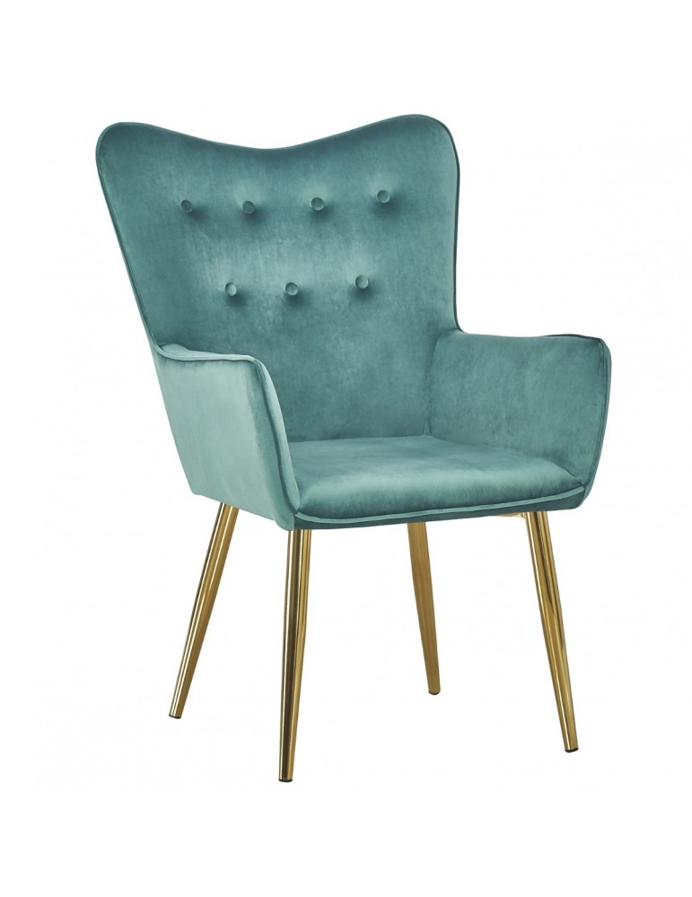 Fauteuil scandinave Nadol Velours Vert pieds Or dc7016greenvelvet