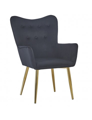 Fauteuil scandinave Nadol Velours Noir pieds Or dc7016blackvelvet