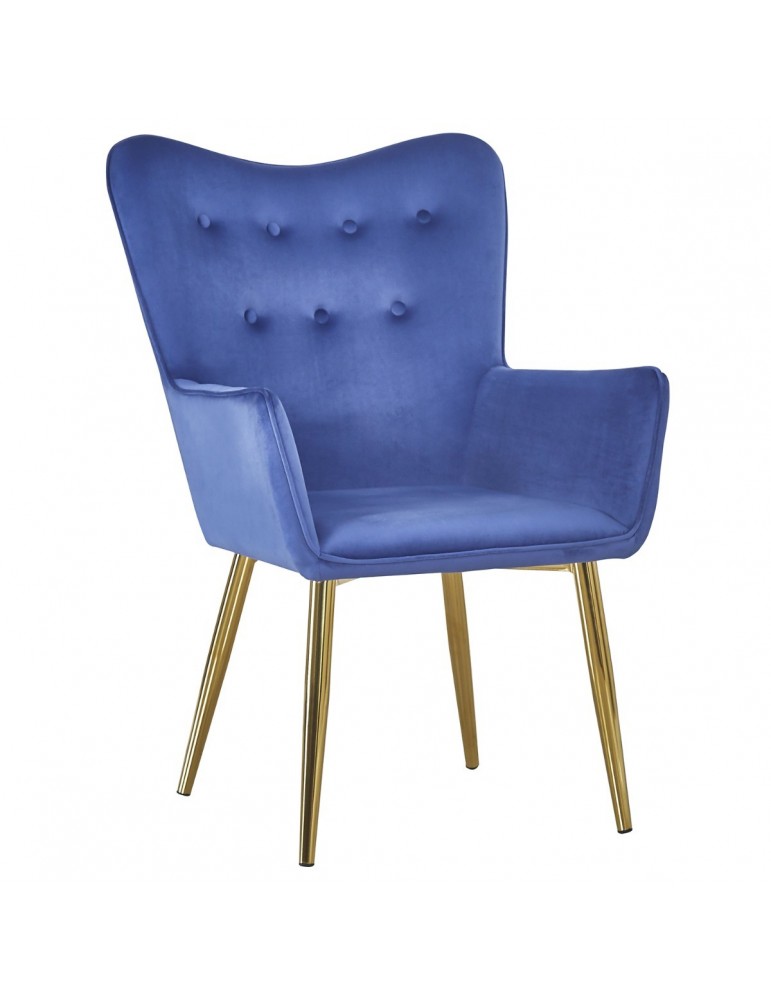 Fauteuil scandinave Nadol Velours Bleu pieds Or dc7016bluevelvet