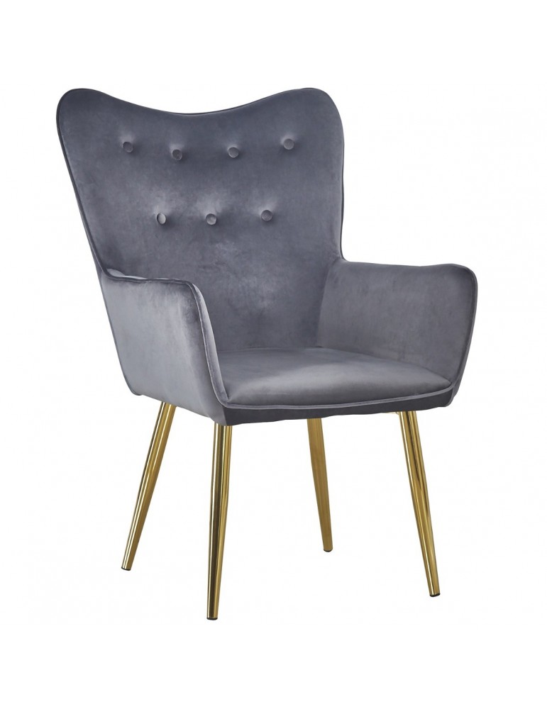 Fauteuil scandinave Nadol Velours Argent pieds Or dc7016silvervelvet